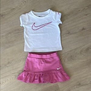 Nike White and Pink Toddler Skort Set 18m